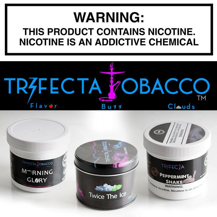 Trifecta Shisha – Premium hookah tobacco available in Blonde and Dark Leaf varieties.