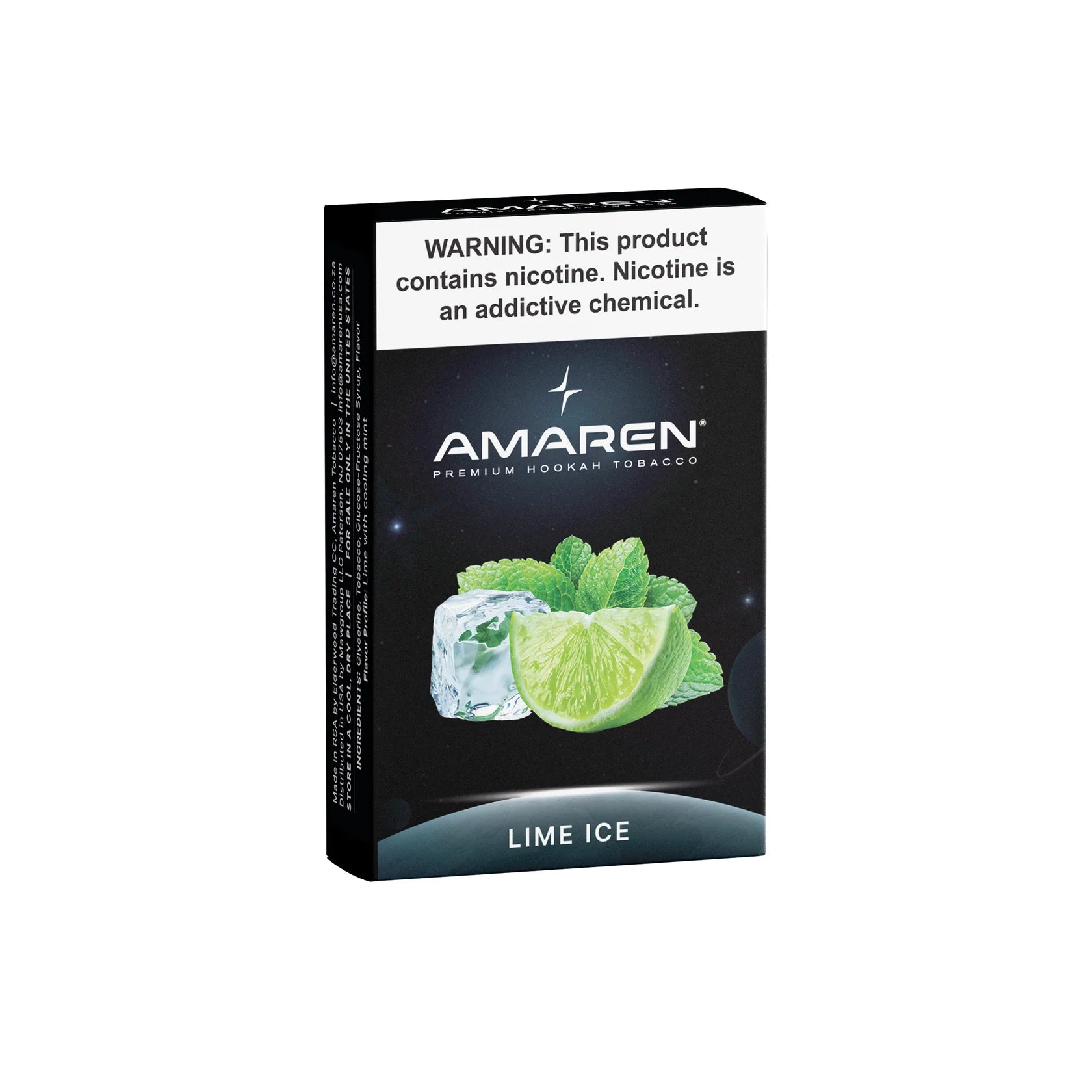 Amaren Lime Ice hookah tobacco packaging on a white background
