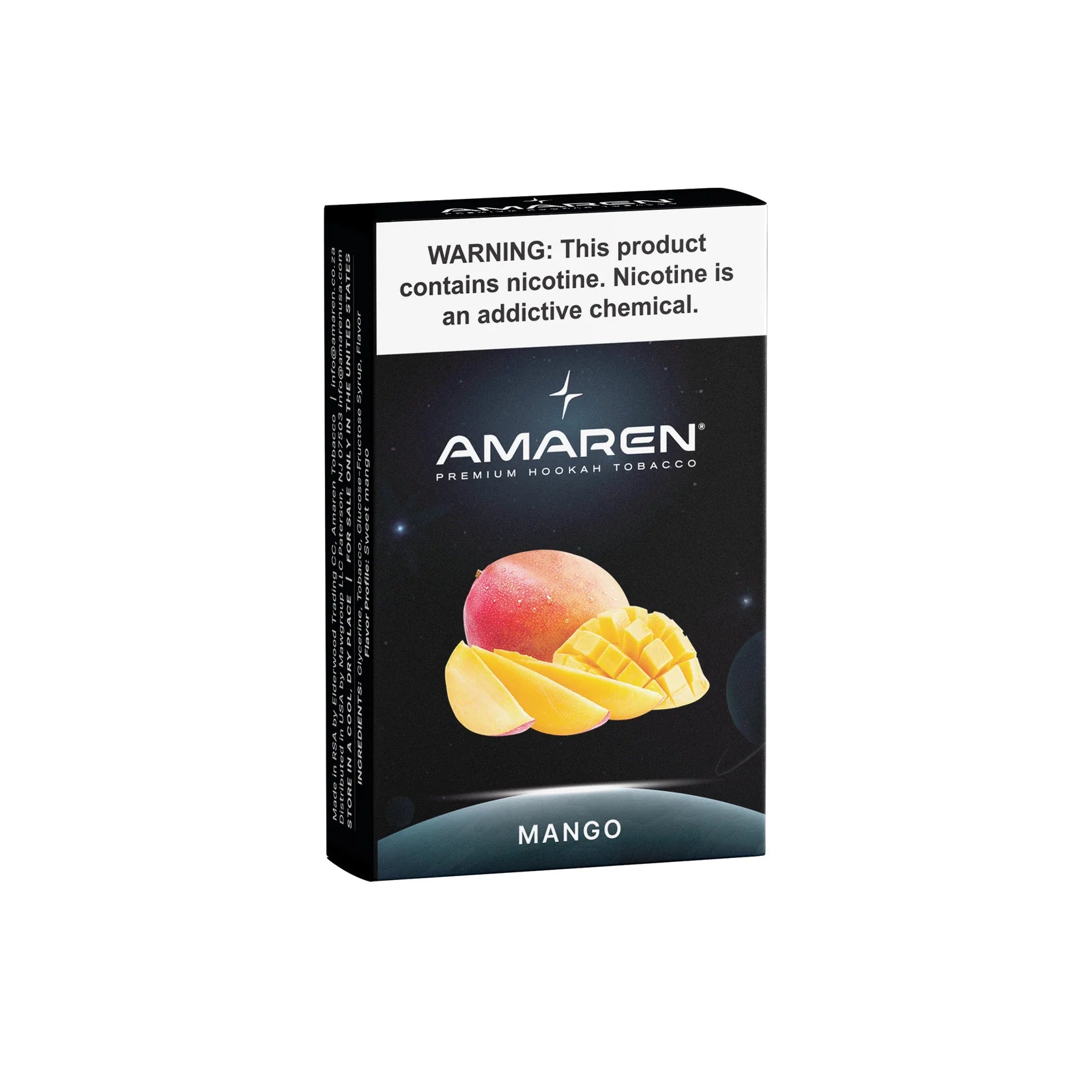 Amaren mango hookah tobacco packaging on a white background