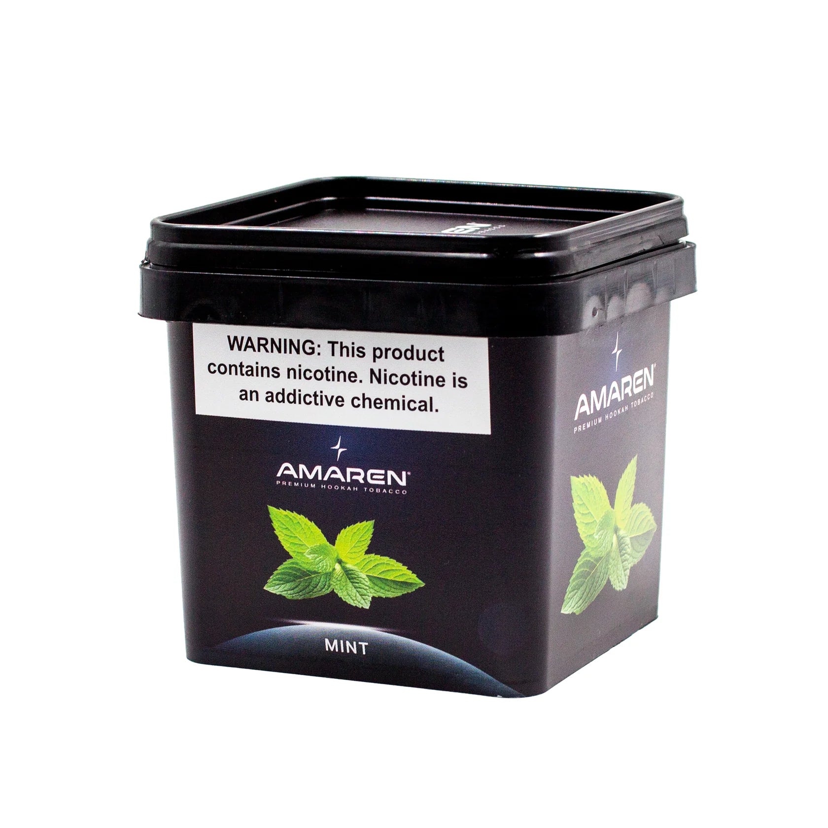 Amaren mint tobacco container with warning label on a white background