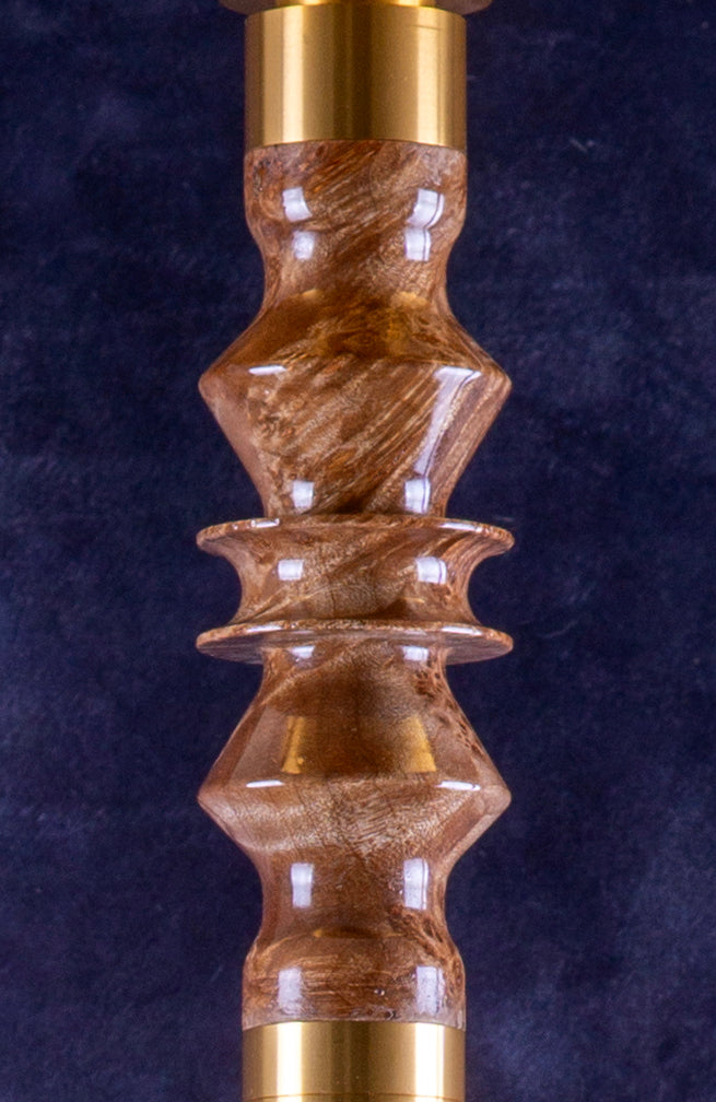 B2 Delta The Desert Hookah V5 Stem Detail - Unique Wood and Resin Precious Cut Finish