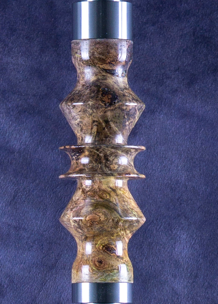 B2 Delta Quartz Hookah V5 Stem Detail - Unique Burl Wood and Resin Precious Cut Finish
