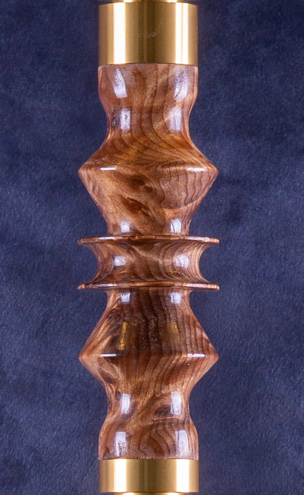 B2 Delta Bourbon Hookah V5 Stem Detail - Unique Burl Wood and Resin Precious Cut Finish