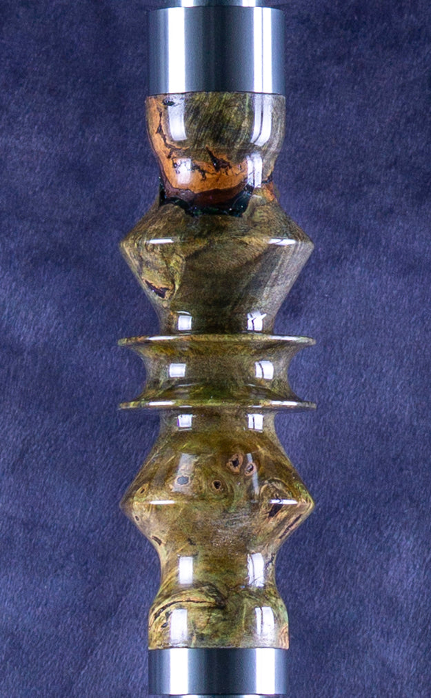 B2 Delta Moss Hookah V5 Stem Detail - Unique Burl Wood and Resin Precious Cut Finish