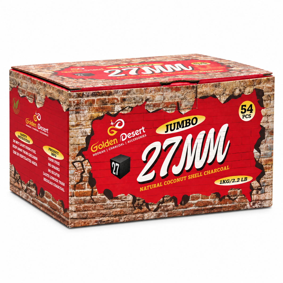 Golden Desert Charcoal 27mm Jumbo Cubes Coconut Charcoal-1