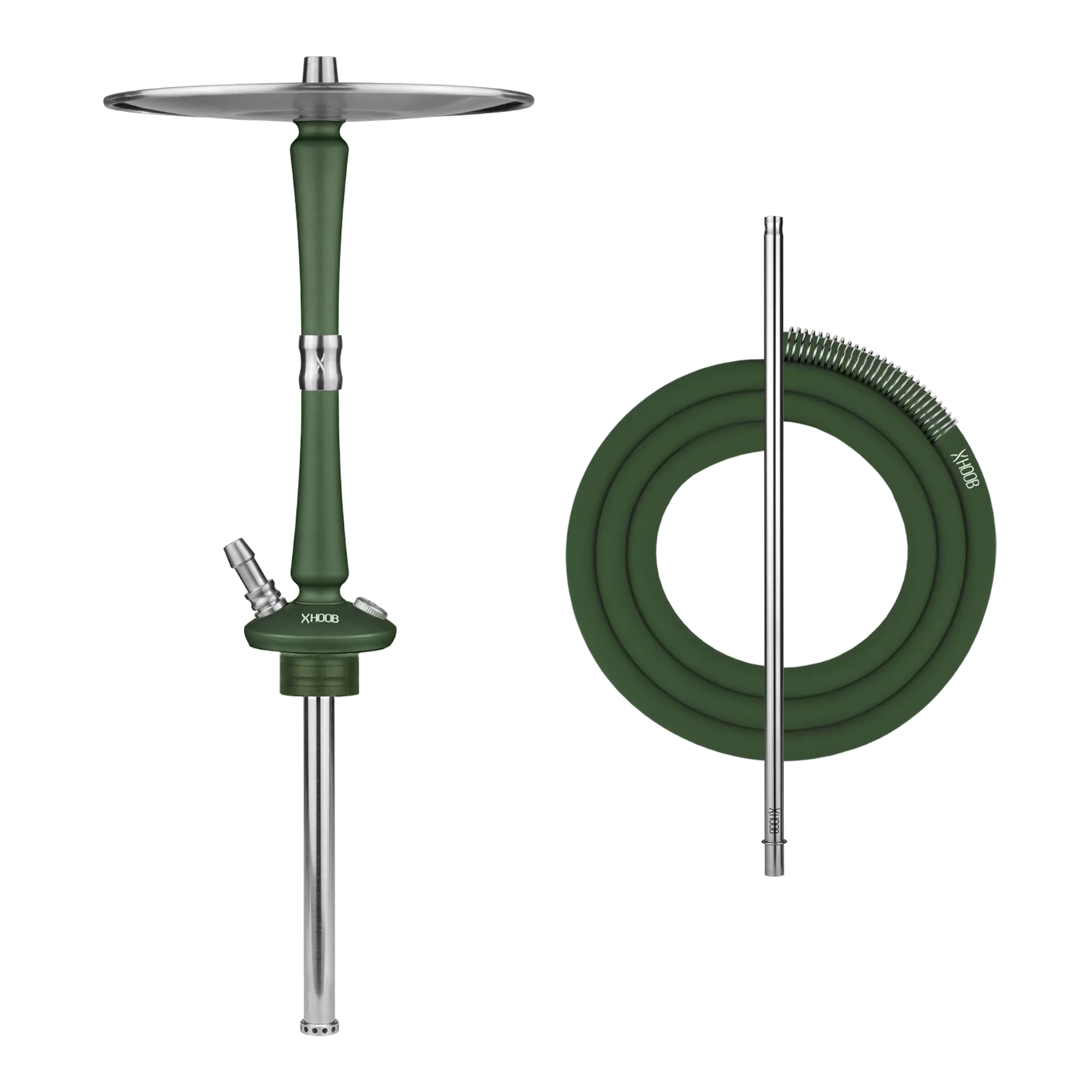 The Hoob Go British Racing Green, a compact and versatile modern hookah with a premium finish.