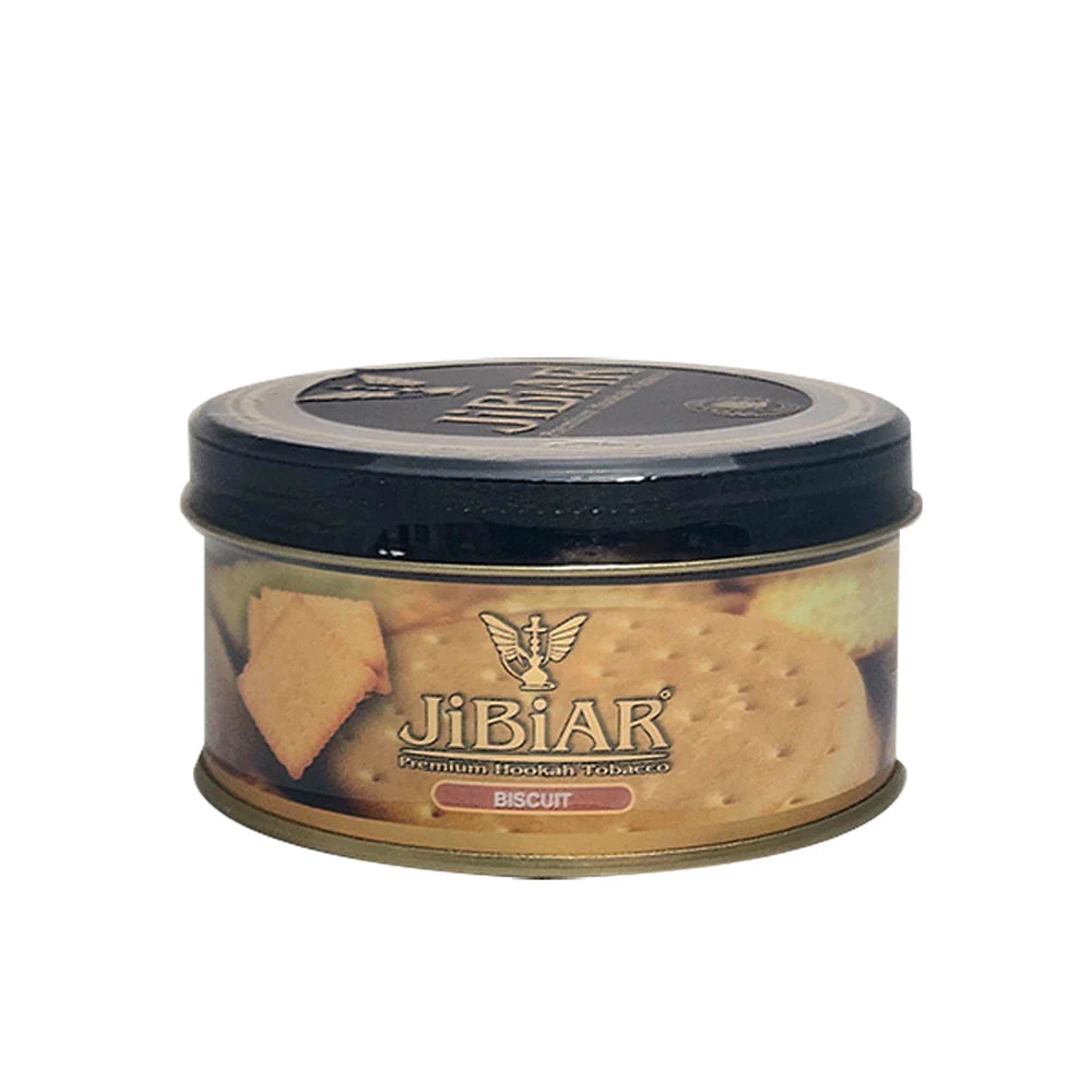 Jibiar biscuit-flavored hookah tobacco container on a white background
