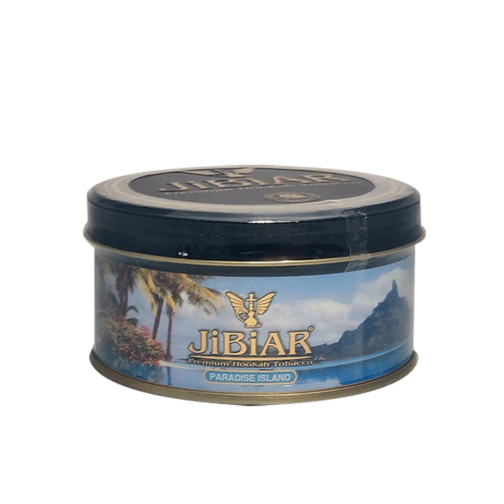 Jibiar Paradise Island hookah tobacco canister on a white background