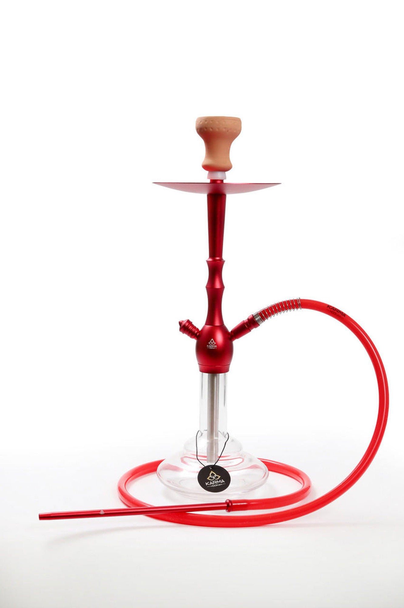 Full setup of Karma Canopus Hookah with bold red finish