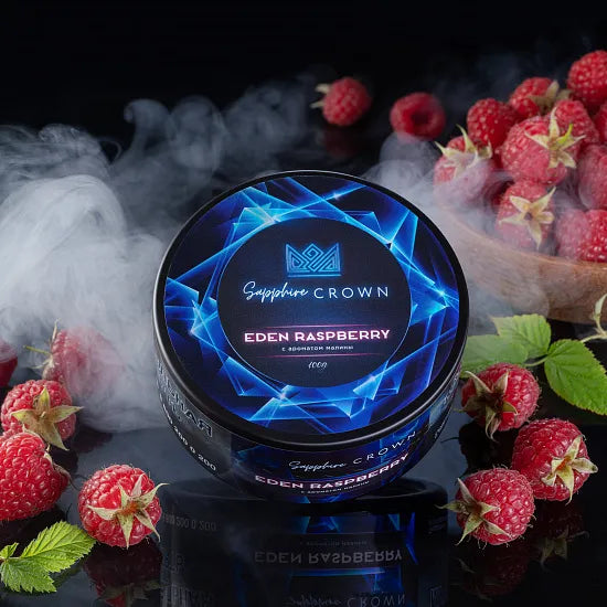 Sapphire Crown Eden Raspberry hookah setup with vibrant raspberry accents and fresh fruit styling