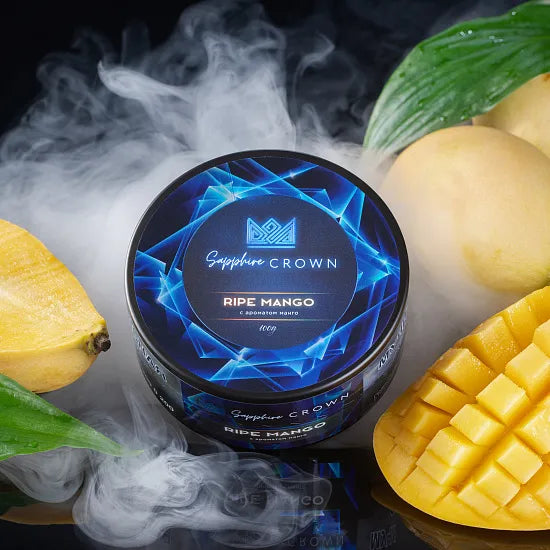 Sapphire Crown Ripe Mango full hookah setup with tropical mango display