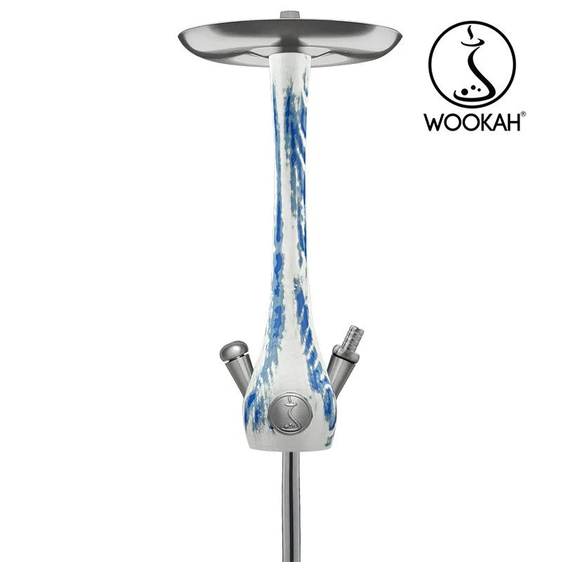 Wookah Arctic Blue Olive Hookah with black crystal base and blue-white stem