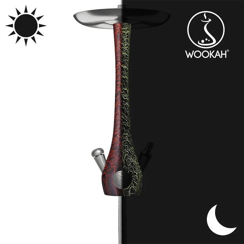 Wookah Lumi Red Hookah glowing in dark with black crystal base