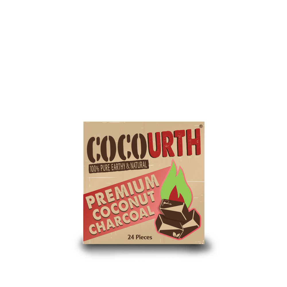 CocoUrth Charcoal Quarter Flats – 250G – 24/PCS - Premium Coconut Charcoal