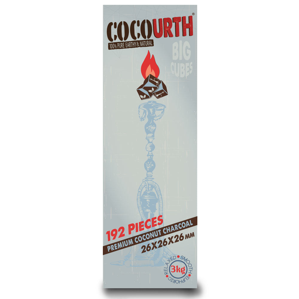 CocoUrth Charcoal Big Cubes 192/PCS – 3KG - Premium Coconut Charcoal - B2 Hookah