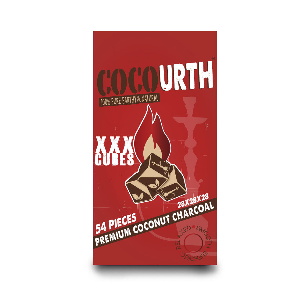 CocoUrth Charcoal XXX Cubes 54/PCS – 1KG - Premium Coconut Charcoal - B2 Hookah
