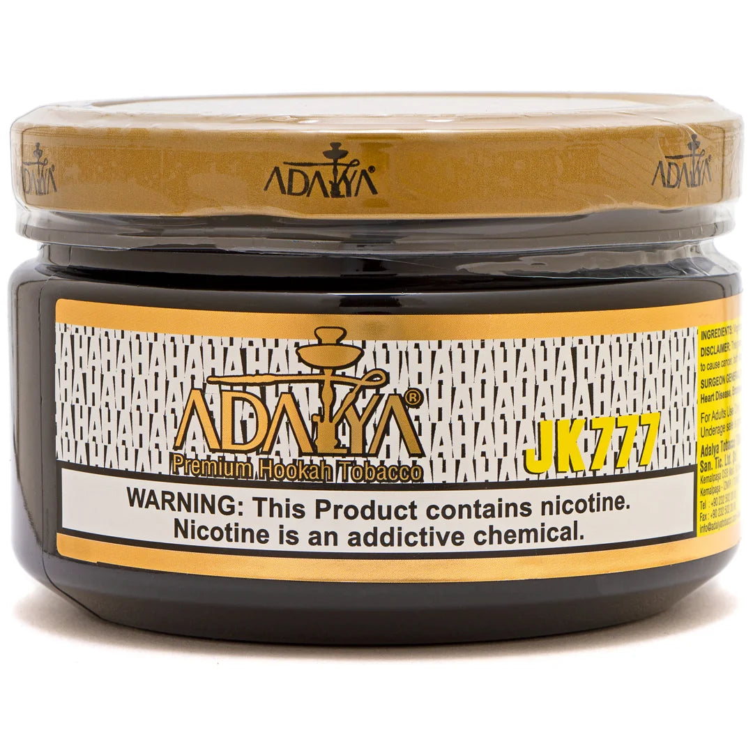 Adalya JK777 Hookah Flavor tin with premium branding and exotic taste.