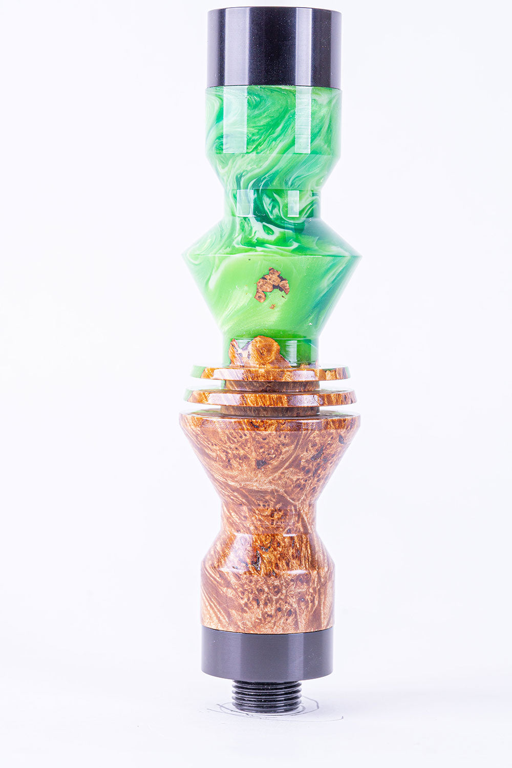 B2 Hookah Precious Cut Collection Bright Green & Burl Wood - B2 Hookah