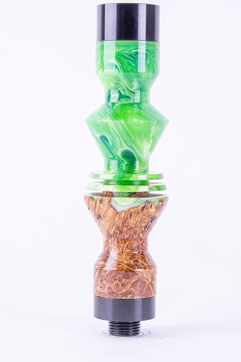 B2 Hookah Precious Cut Collection Bright Green & Burl Wood - B2 Hookah
