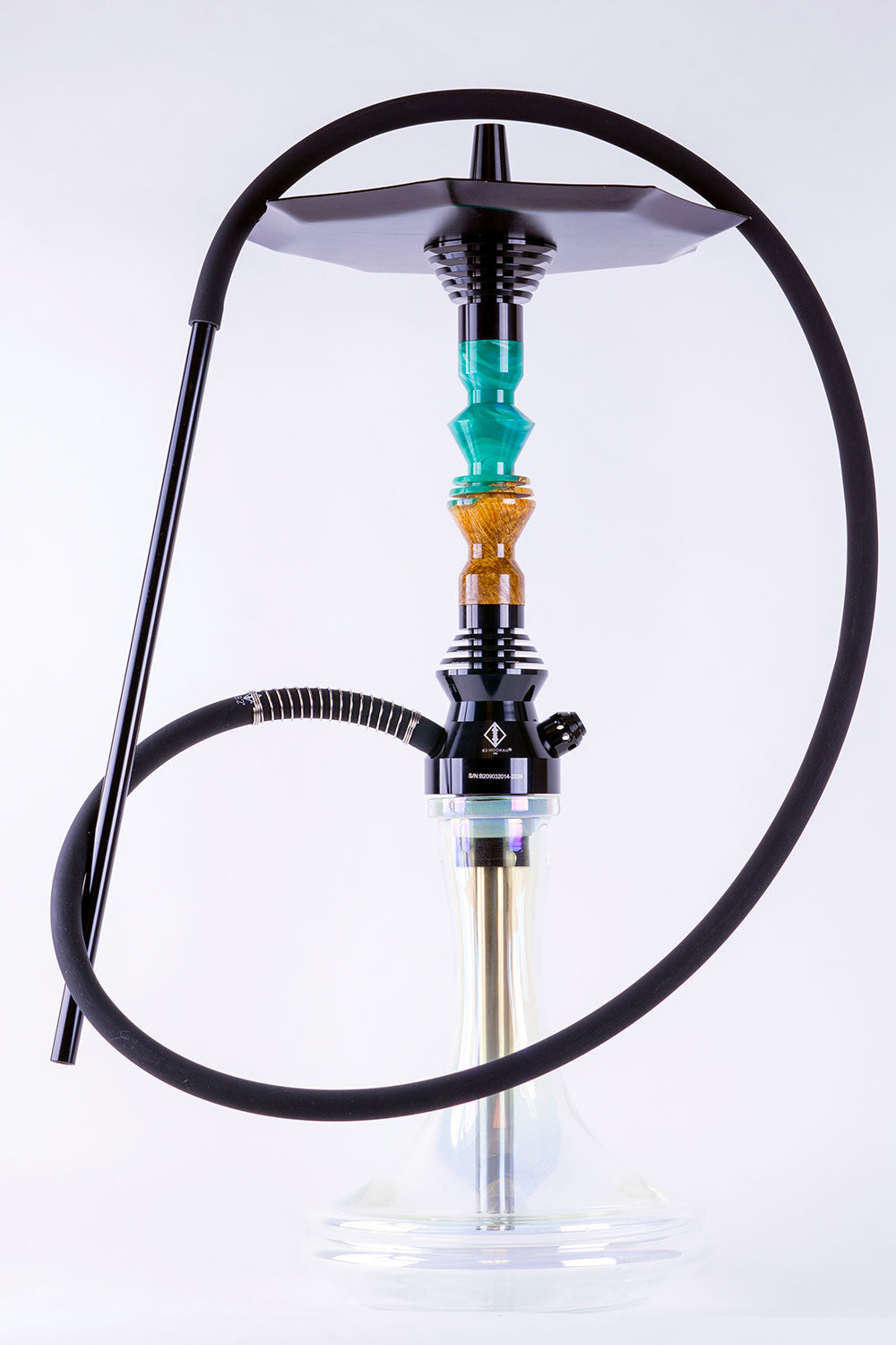 B2 Hookah Precious Cut Collection Deep Turquoise & Burl Wood