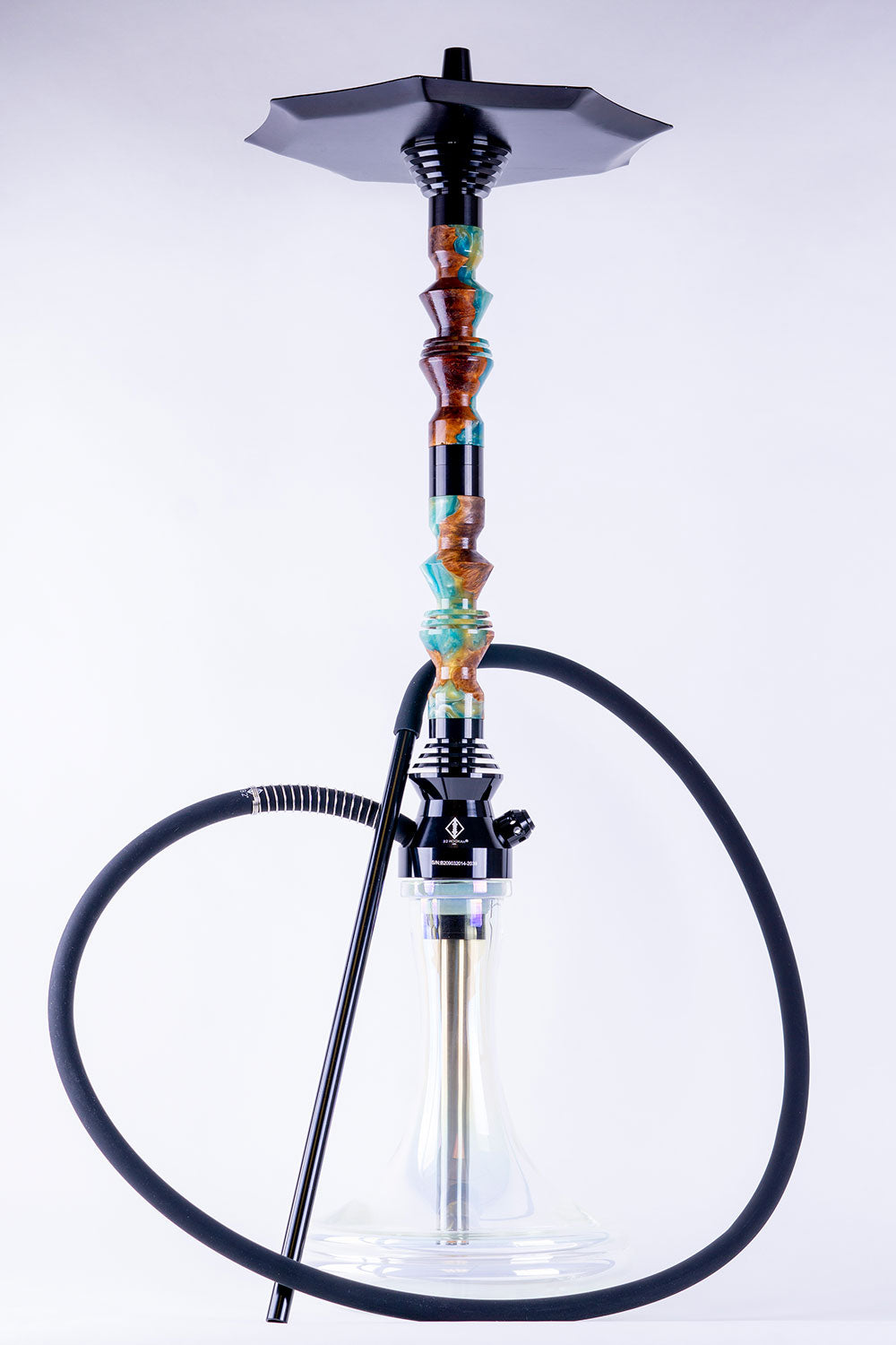 B2 Hookah Precious Cut Collection Double Carnival Explosion and Burl Wood - B2 Hookah