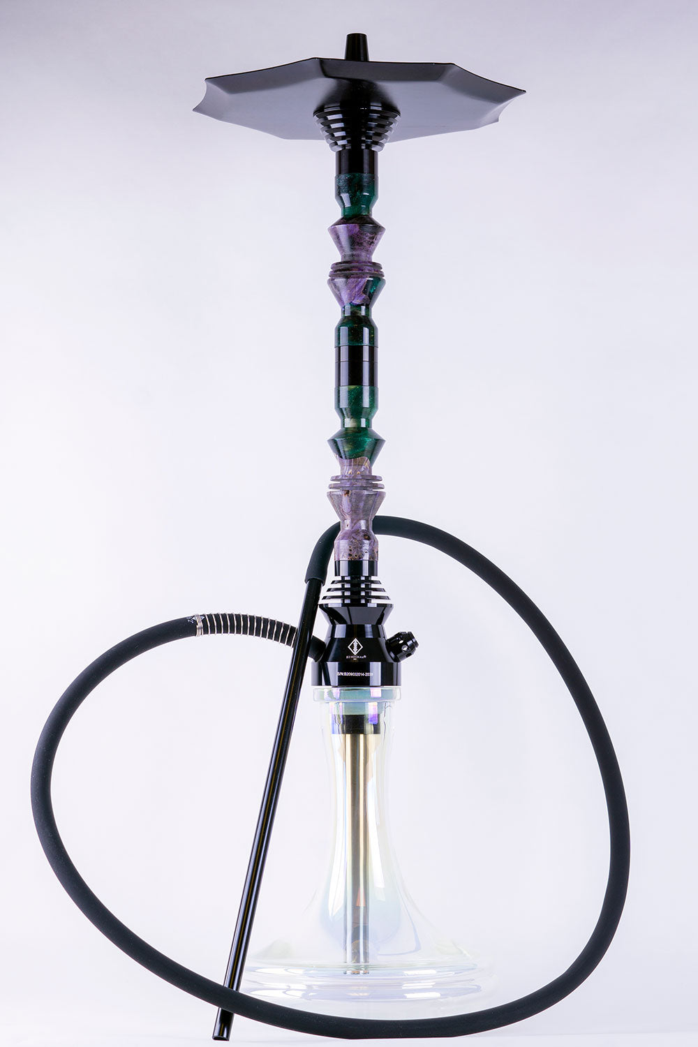 B2 Hookah Precious Cut Collection Double Green Galaxies & Purple Stabilized Wood - B2 Hookah