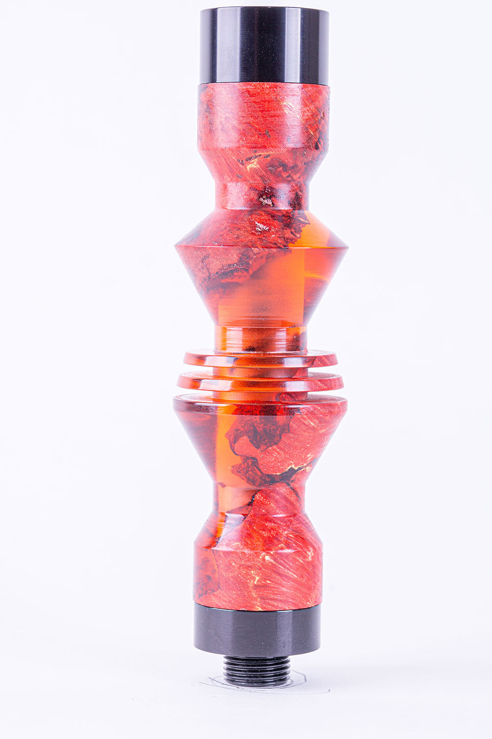 B2 Hookah Precious Cut Collection Flaming Red & Red Burl Wood - B2 Hookah