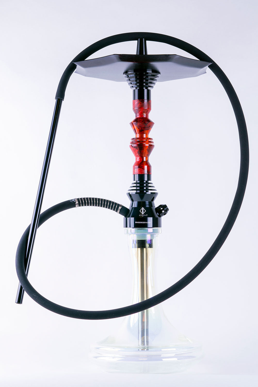 B2 Hookah Precious Cut Collection Flaming Red & Red Burl Wood - B2 Hookah