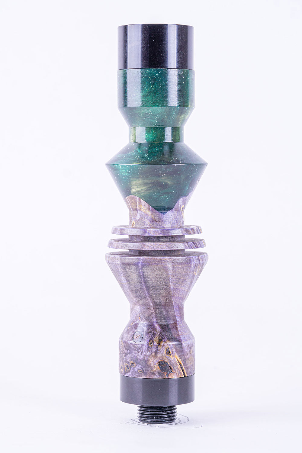 B2 Hookah Precious Cut Collection Green Galaxy & Purple Burl Wood