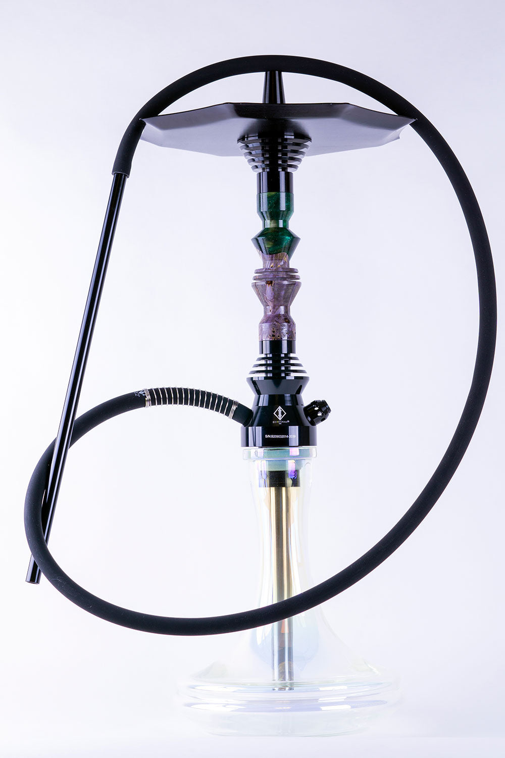 B2 Hookah Precious Cut Collection Green Galaxy & Purple Burl Wood