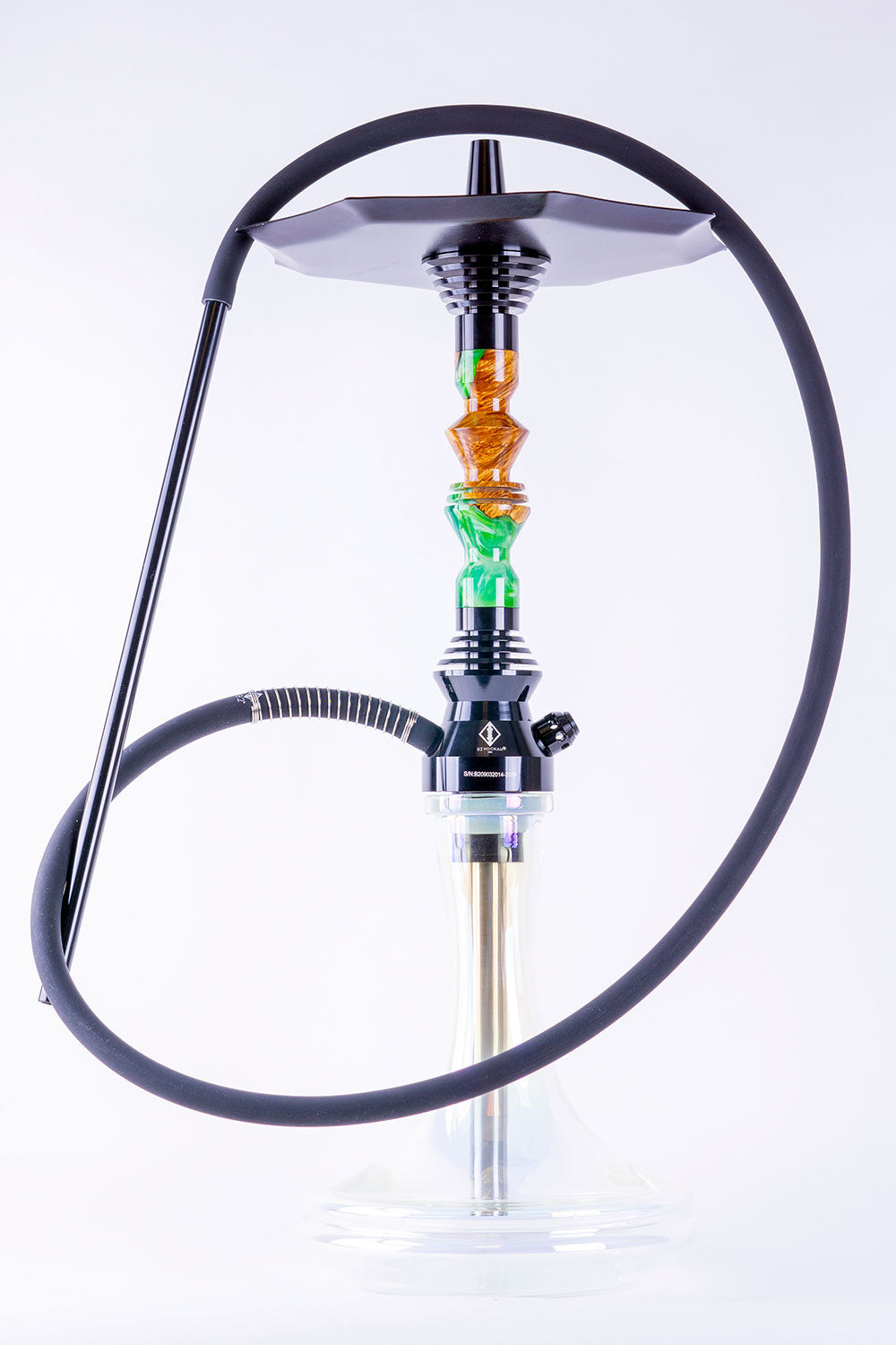 B2 Hookah Precious Cut Collection Jungle Green & Burl Wood - B2 Hookah