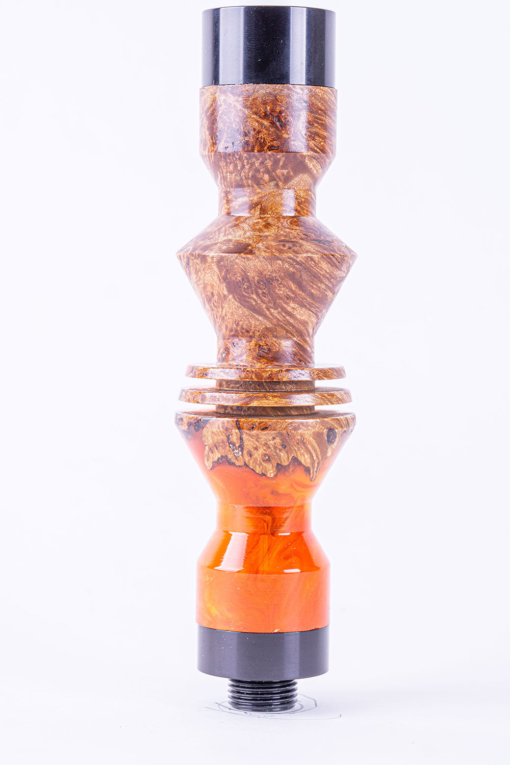 B2 Hookah Precious Cut Collection Orange & Yellow Fire with Burl Wood - B2 Hookah