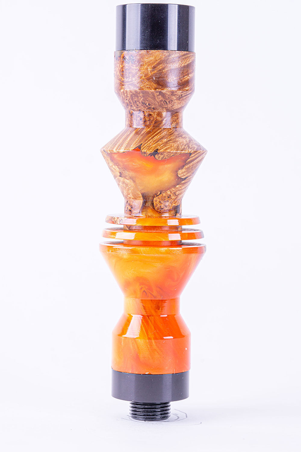 B2 Hookah Precious Cut Collection Orange & Yellow Fire with Burl Wood - B2 Hookah