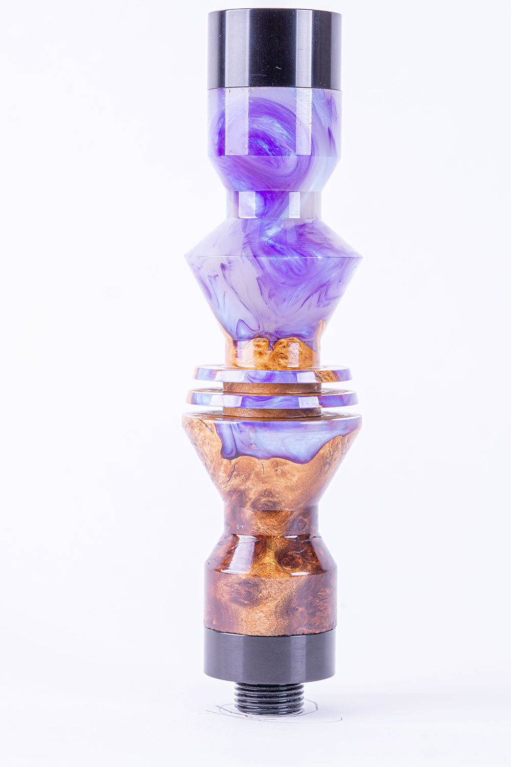 B2 Hookah Precious Cut Collection Purple & Milk with Burl Wood - B2 Hookah
