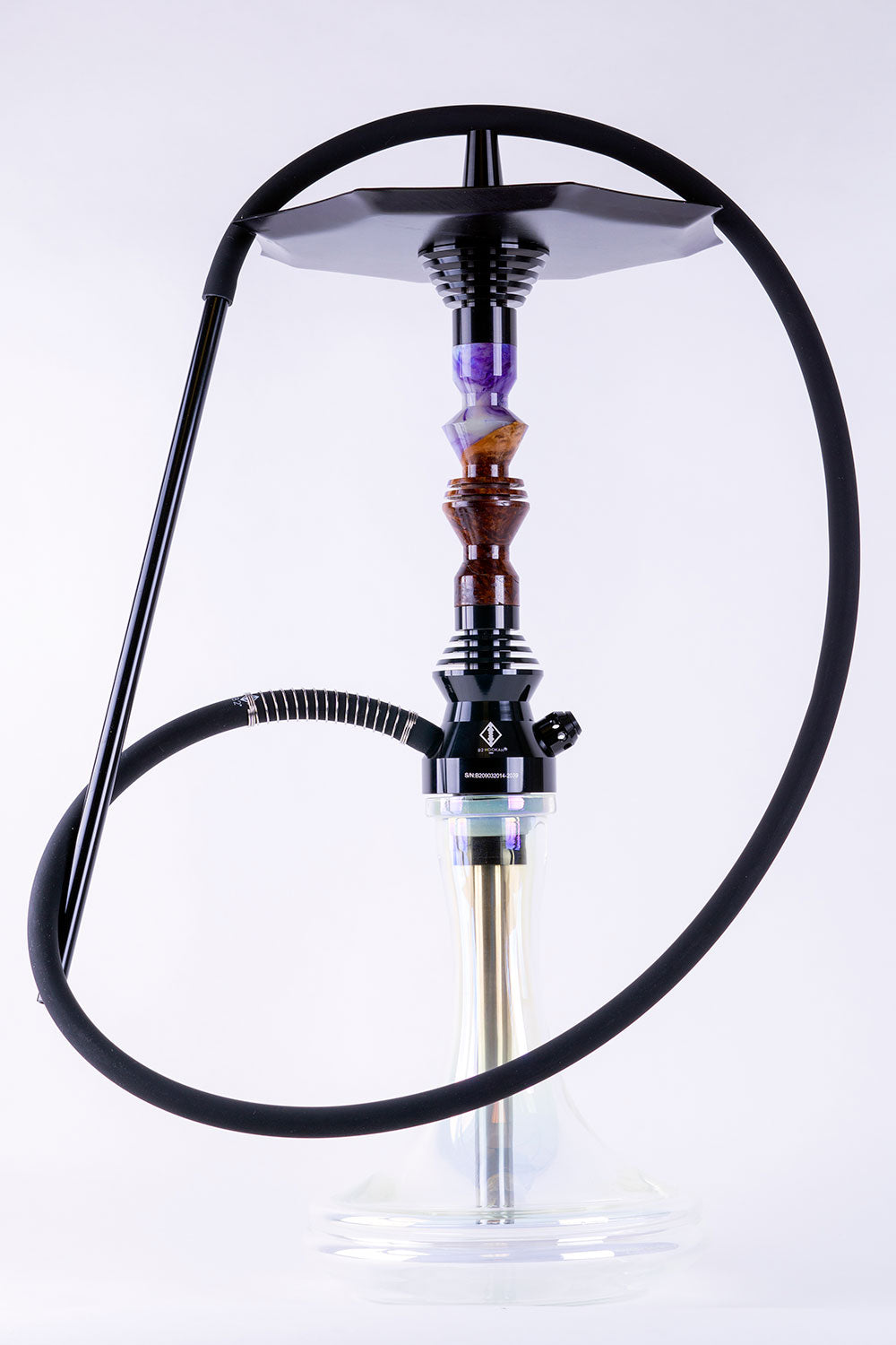 B2 Hookah Precious Cut Collection Purple & Milk with Burl Wood - B2 Hookah
