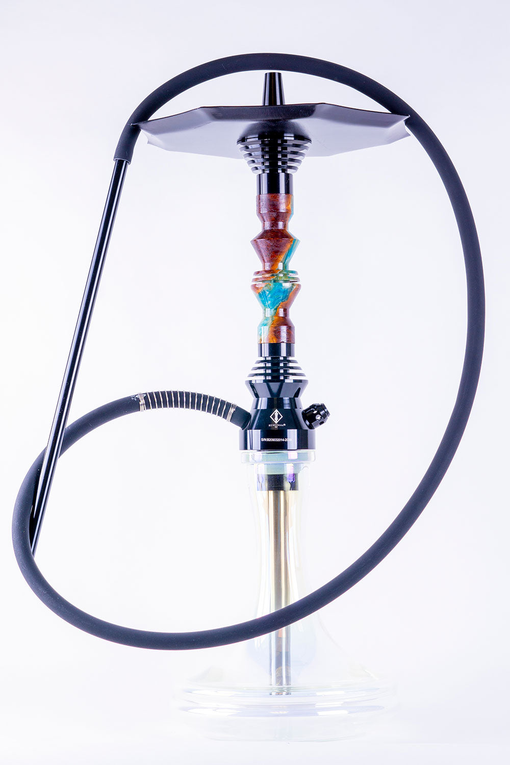 B2 Hookah Precious Cut Collection River Blues & Burl Wood - B2 Hookah