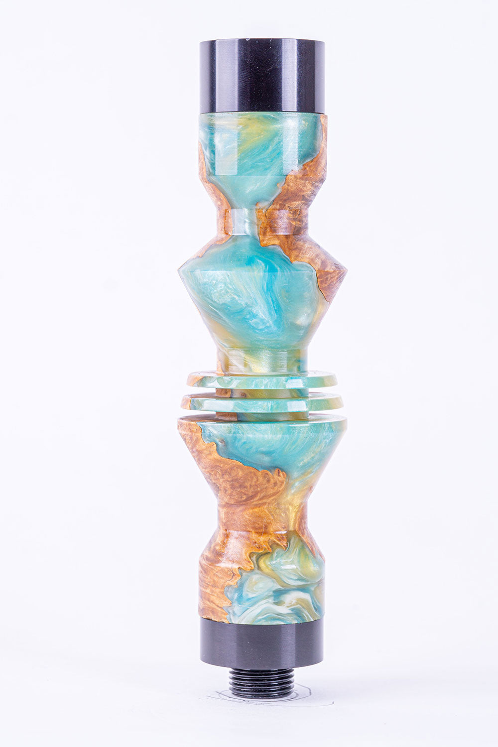 B2 Hookah Precious Cut Collection Yellow & Blue Lakes & Burl Wood - B2 Hookah