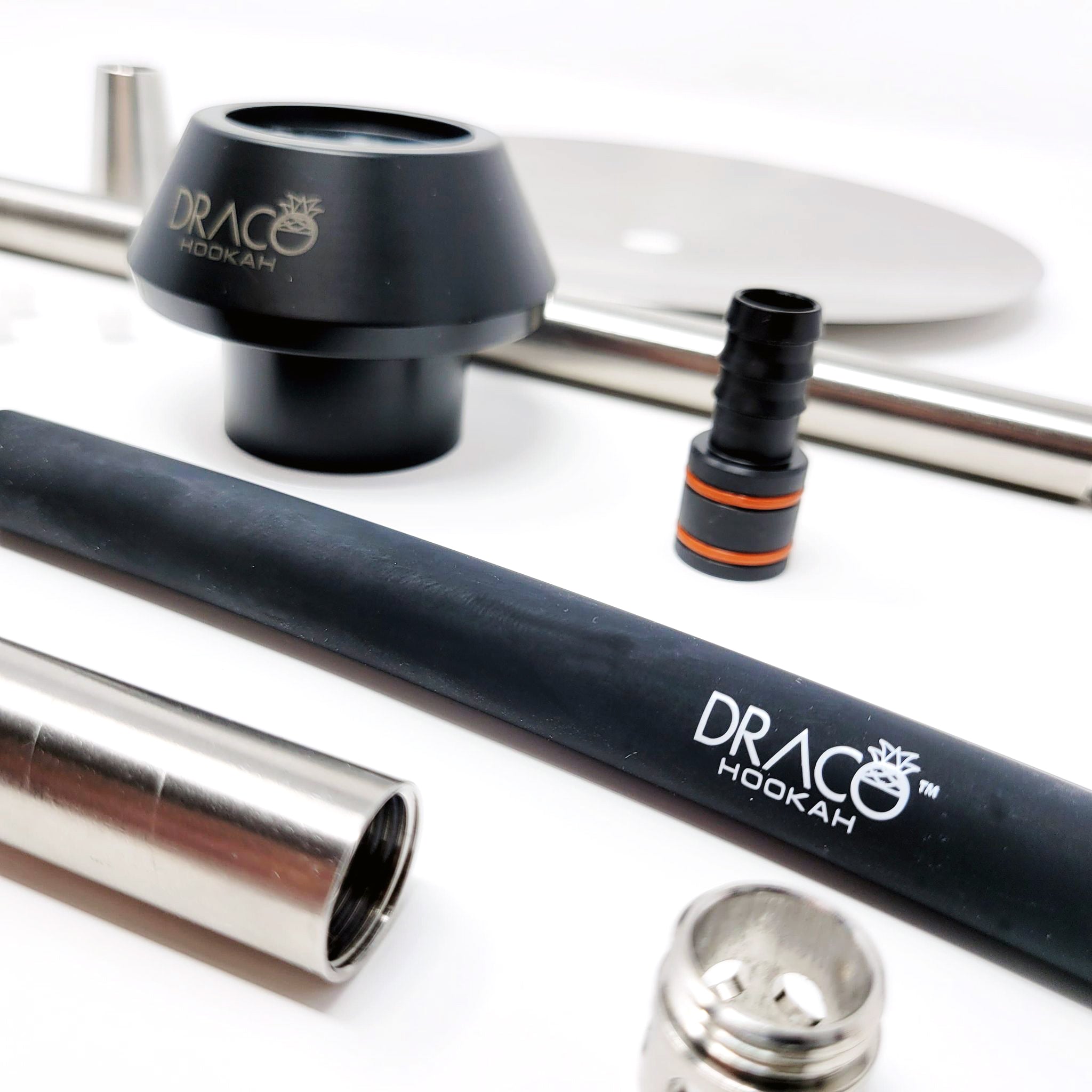 Draco Hookah Purgo - Stainless Steel Hookah with Diffuser, Tray, and Soft Touch Silicone Hose