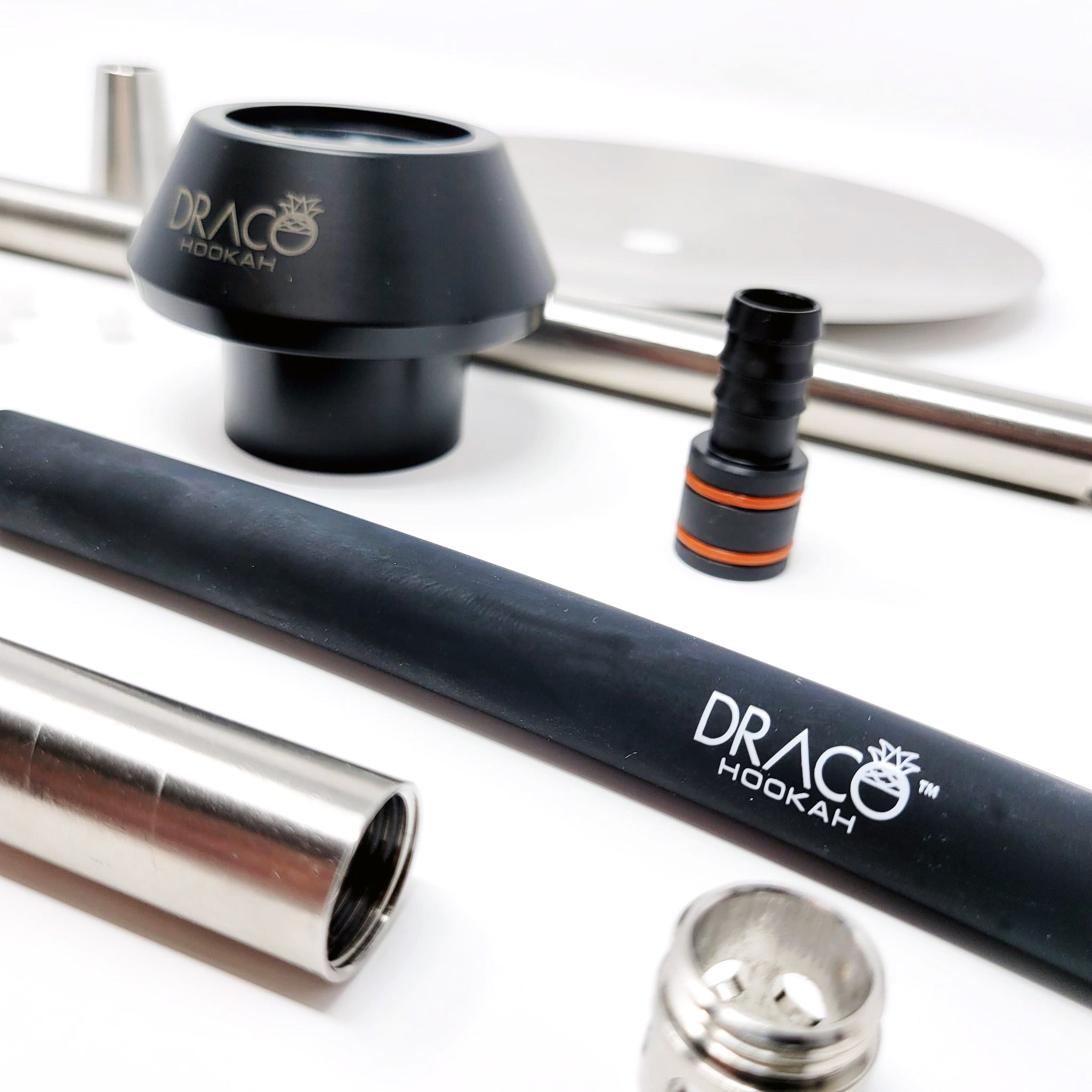 Draco Hookah Purgo - Stainless Steel Hookah with Diffuser, Tray, and Soft Touch Silicone Hose - B2 Hookah