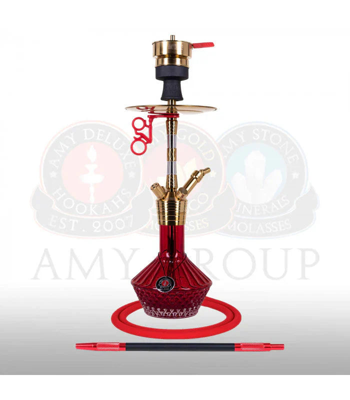 Amy Deluxe Hookah – a high-end German hookah with a sleek glass base and stainless steel stem.