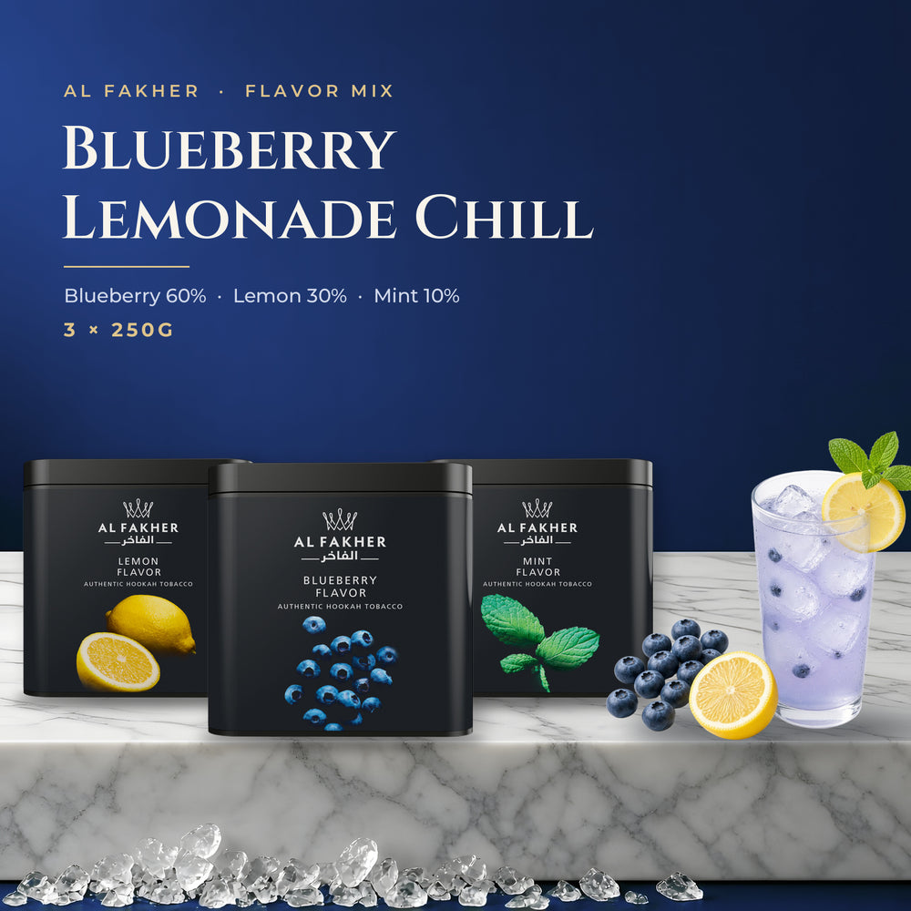Al Fakher Flavor Mix: Blueberry Lemonade Chill (3×250G)