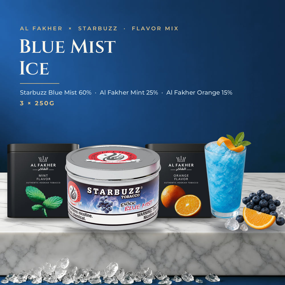 Al Fakher × Starbuzz Flavor Mix: Blue Mist Ice (3×250G)