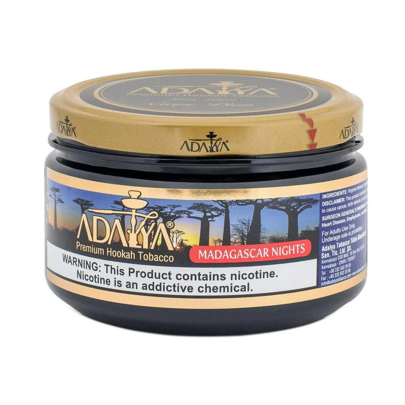 Adalya Madagascar Nights hookah flavor with blueberry, lychee, and menthol.