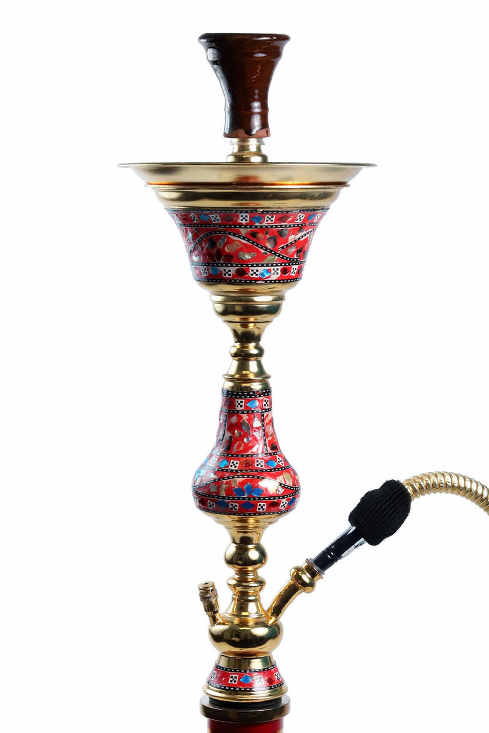Gold Red Adam Group Hookah with Ice Chamber – Side Angle