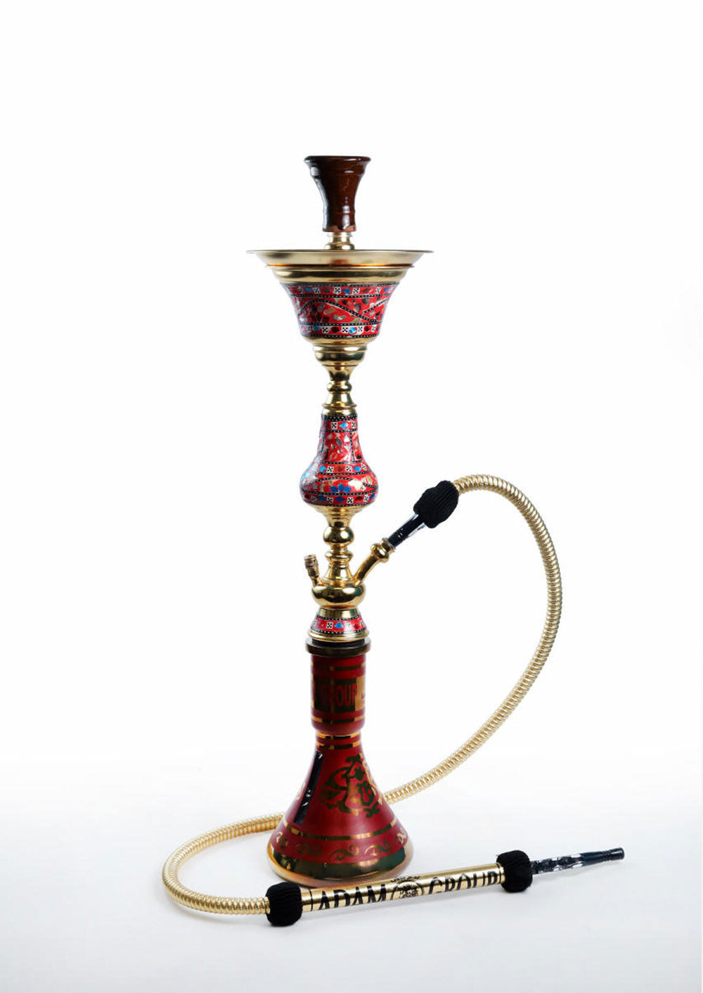Large Gold Red Shell Egyptian Hookah – Front View