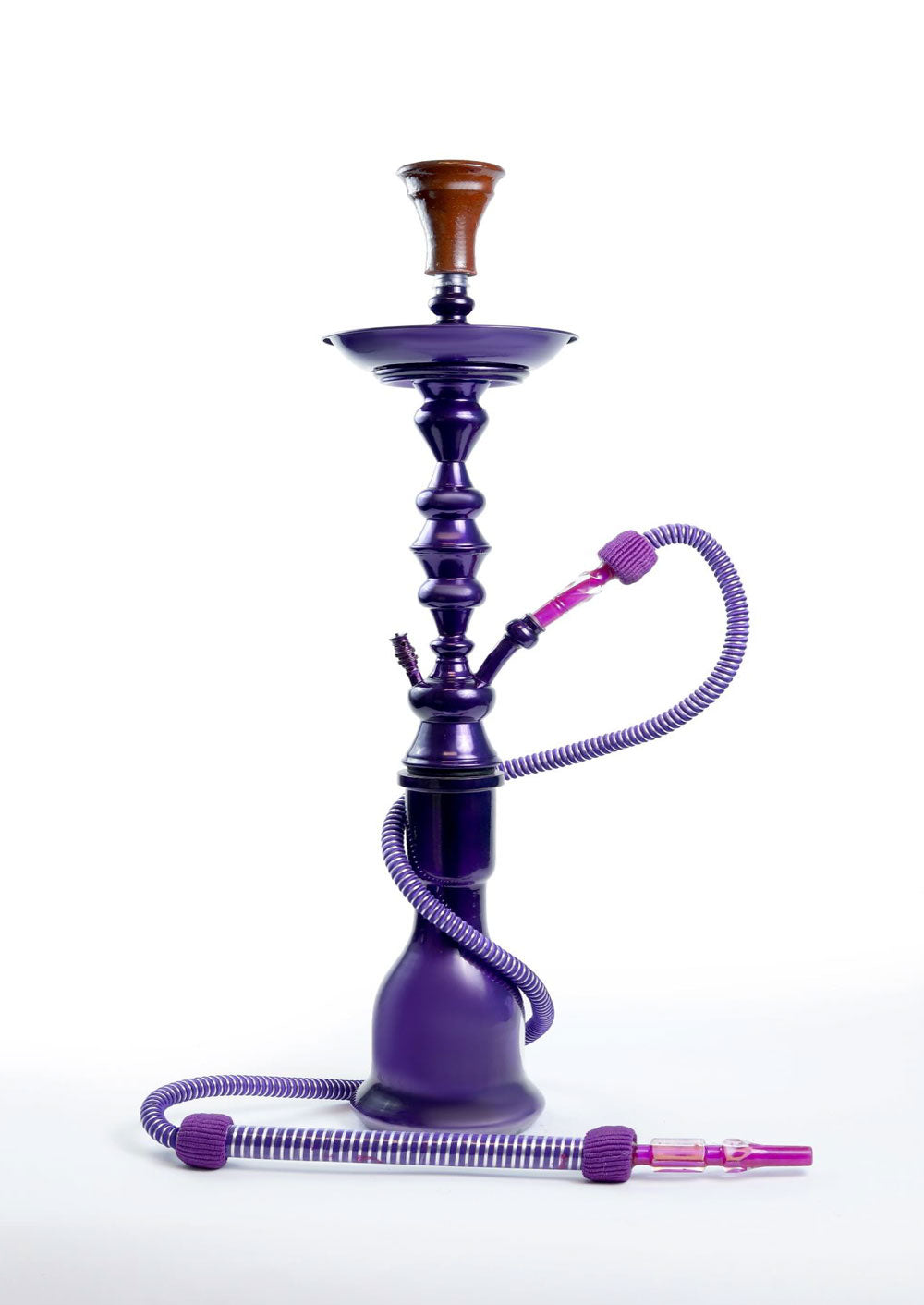 Purple Egyptian Hookah with Intricate Design and Polished Metal Stem