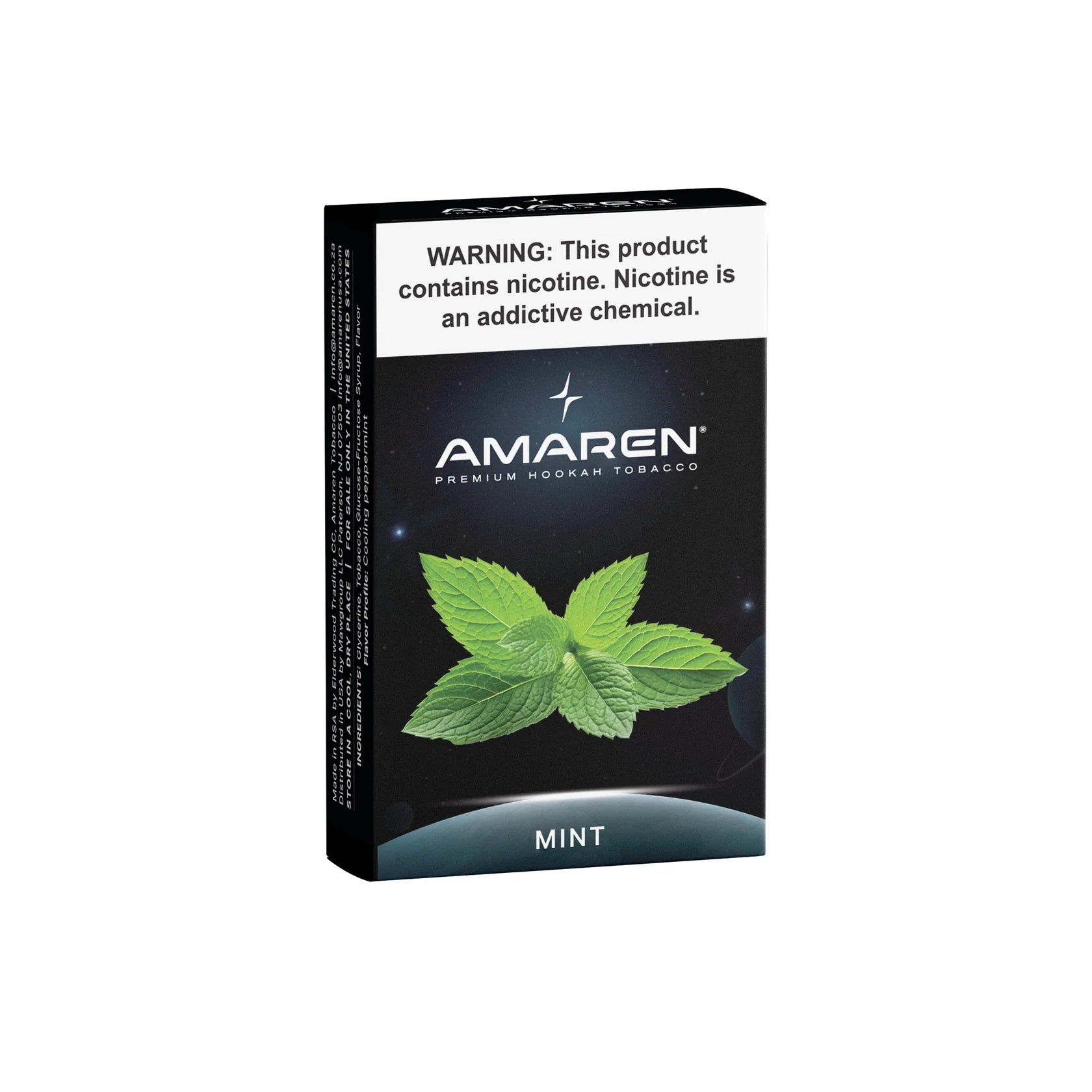 Amaren mint hookah tobacco packaging on a white background
