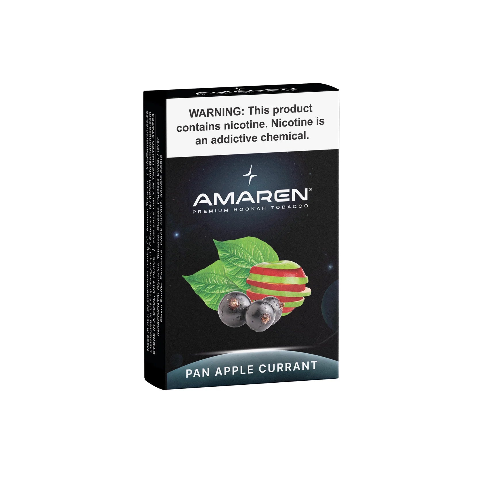 Amaren hookah tobacco packaging with fruit illustration on a white background