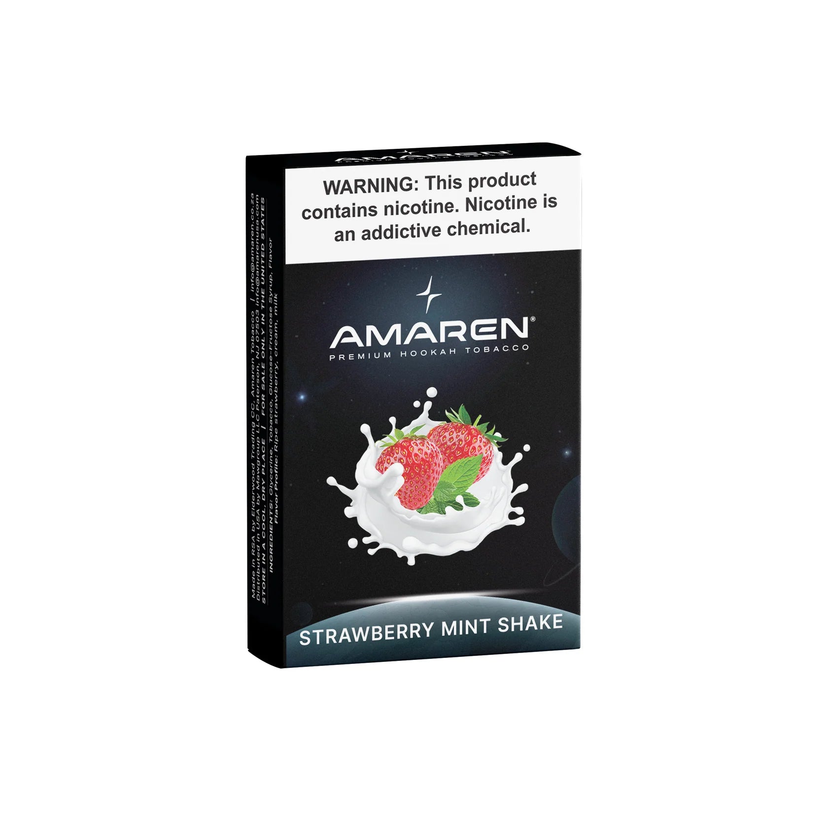 Amaren strawberry mint shake hookah tobacco packaging on a white background