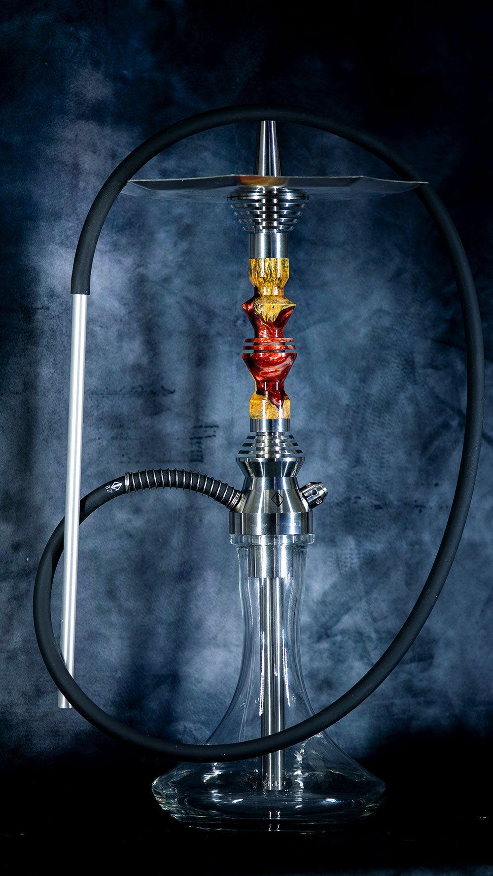 B2 Hookah Carbon304 Wine Rush full setup with stainless steel and resin wood body